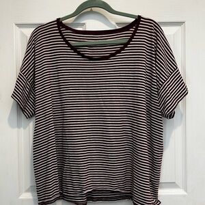 Burgundy Striped Everlane Cotton Tee